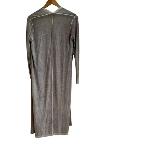 525 America Small Longline Cardigan Tan Gray Thin Knit Open Sweater - Picture 2 of 8